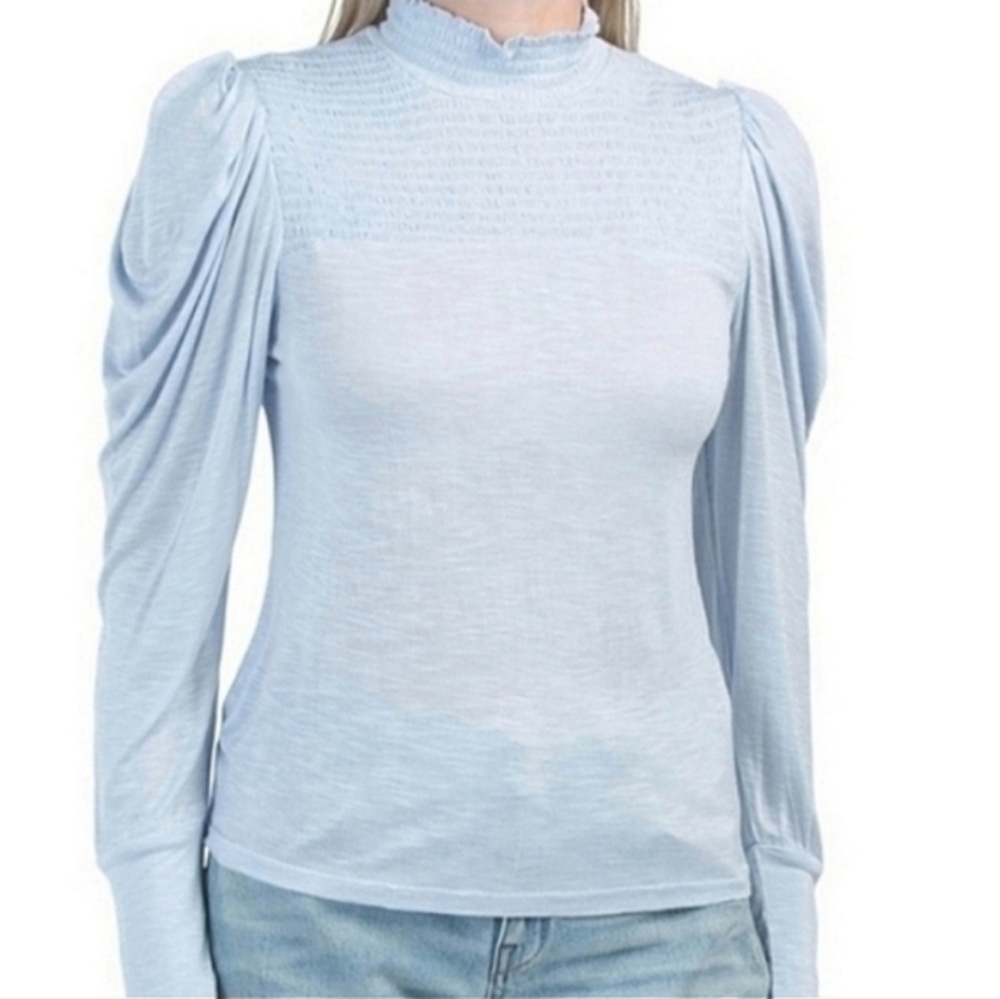 7 for all mankind  Long Sleeve Baby Blue Long Sleeve Top Size XL - Picture 6 of 7